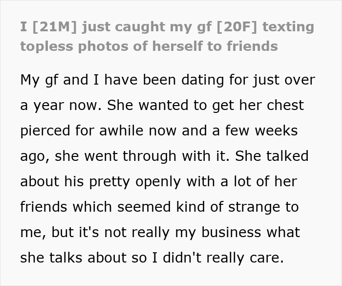 GF Shows Off Piercings With Topless Pics To 11 Friends, BF Loses It When He Sees 5 Guys On Her List