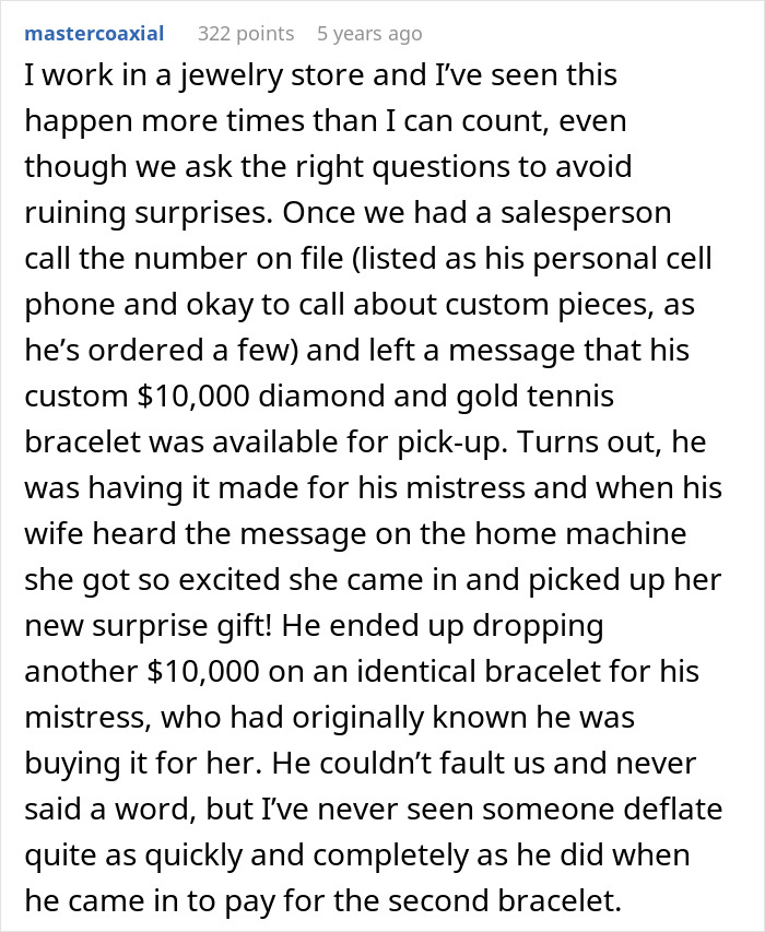 Employee Accidentally Reveals To A Customer&rsquo;s Wife That He Has A Mistress, Chaos Ensues