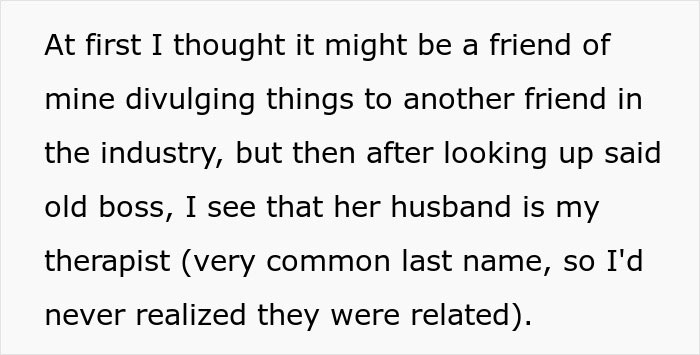 Woman Is Confused About How Coworkers Know So Much About Her, Turns Out Her Therapist Is Her Boss’s Husband