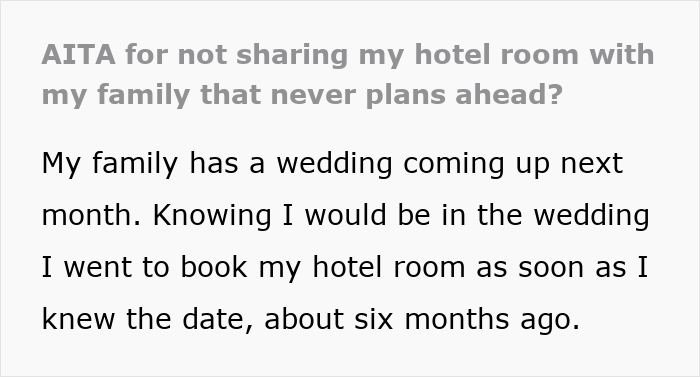 Person Refuses To Let Family Stay With Them And Their Husband After They Failed To Plan Ahead