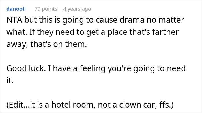 Person Refuses To Let Family Stay With Them And Their Husband After They Failed To Plan Ahead