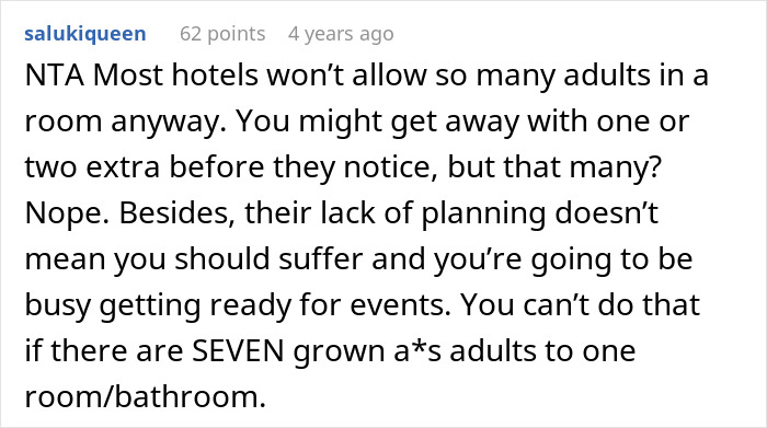 Person Refuses To Let Family Stay With Them And Their Husband After They Failed To Plan Ahead