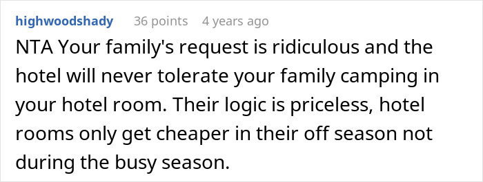 Person Refuses To Let Family Stay With Them And Their Husband After They Failed To Plan Ahead