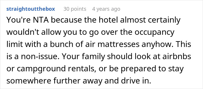 Person Refuses To Let Family Stay With Them And Their Husband After They Failed To Plan Ahead