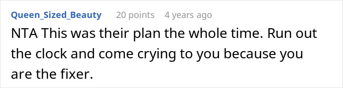 Person Refuses To Let Family Stay With Them And Their Husband After They Failed To Plan Ahead