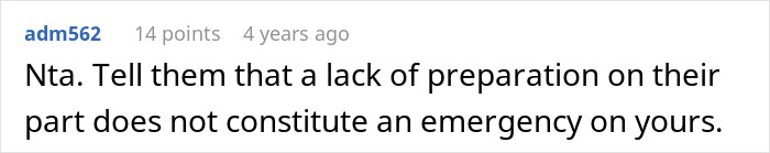 Person Refuses To Let Family Stay With Them And Their Husband After They Failed To Plan Ahead