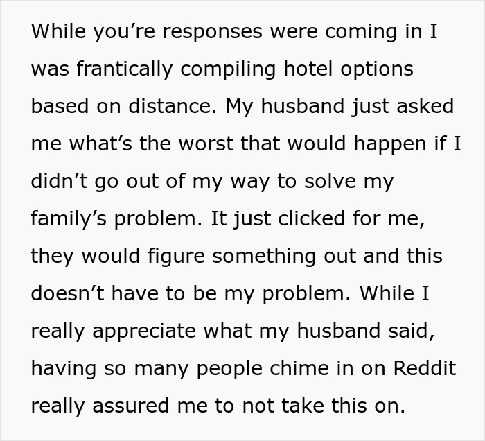 Person Refuses To Let Family Stay With Them And Their Husband After They Failed To Plan Ahead