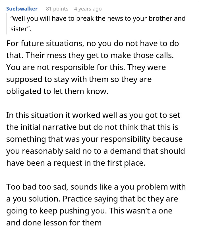 Person Refuses To Let Family Stay With Them And Their Husband After They Failed To Plan Ahead