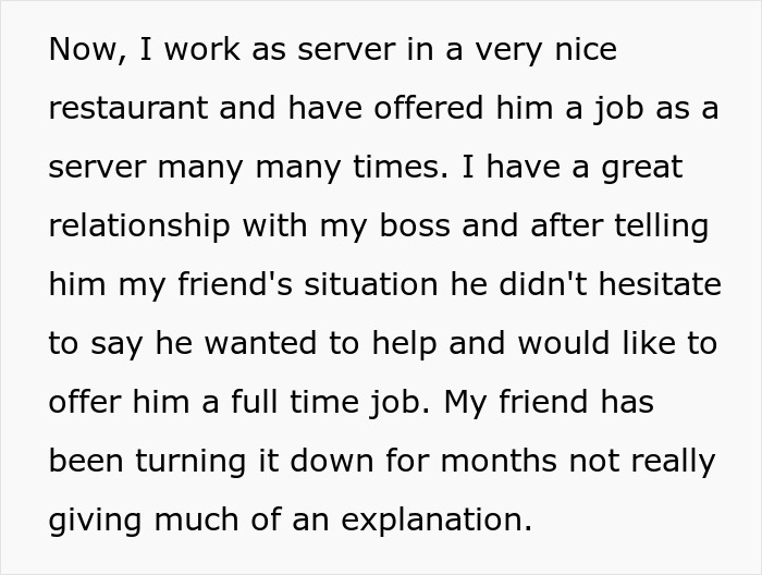 Man Thinks Best Friend Working As A Server Is “Low”, But Apparently Not Low Enough To Ask For Money Man Thinks Best Friend Working As A Server Is “Low”, But Apparently Not Low Enough To Ask For Money