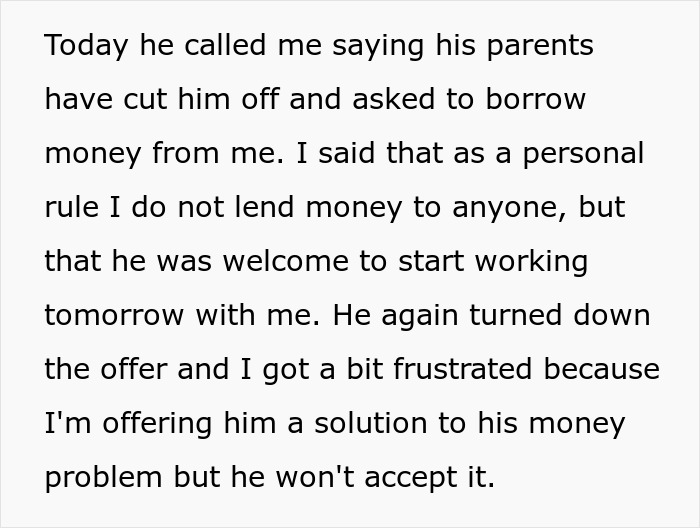 Man Thinks Best Friend Working As A Server Is “Low”, But Apparently Not Low Enough To Ask For Money Man Thinks Best Friend Working As A Server Is “Low”, But Apparently Not Low Enough To Ask For Money
