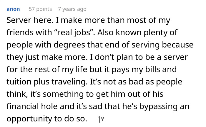 Man Thinks Best Friend Working As A Server Is “Low”, But Apparently Not Low Enough To Ask For Money Man Thinks Best Friend Working As A Server Is “Low”, But Apparently Not Low Enough To Ask For Money