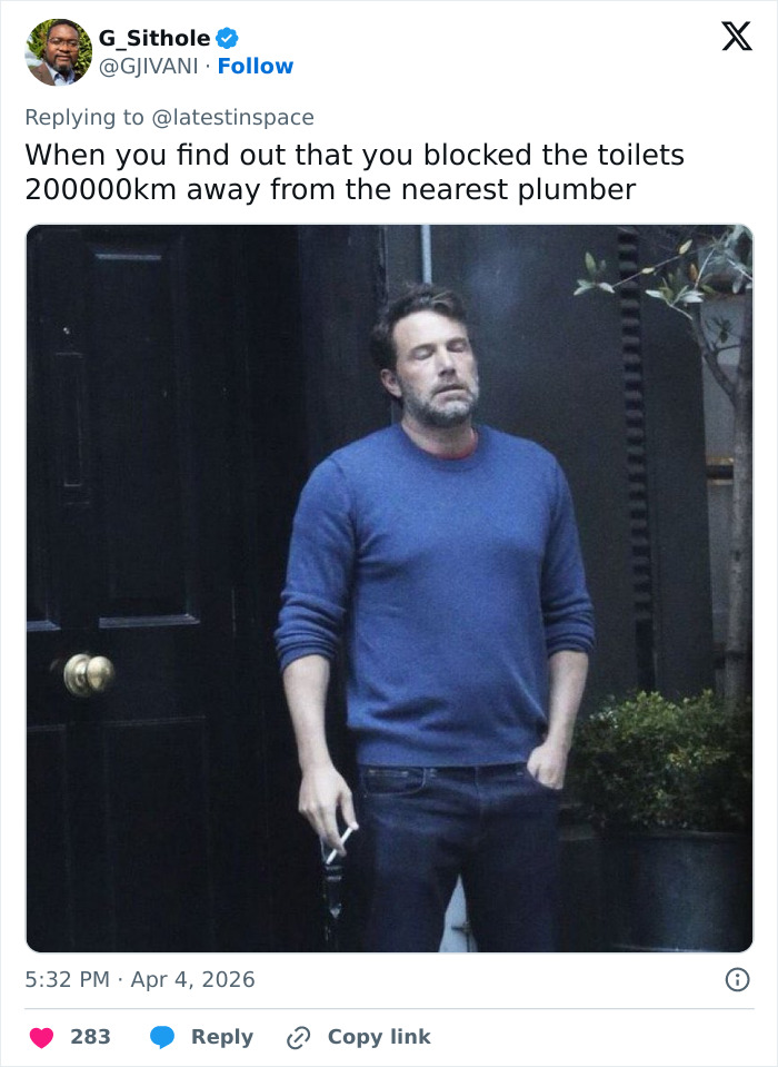 “Space Plumbing Strikes Again”: Artemis II Toilet Failure Sparks Hilarious Memes “Space Plumbing Strikes Again”: Artemis II Toilet Failure Sparks Hilarious Memes