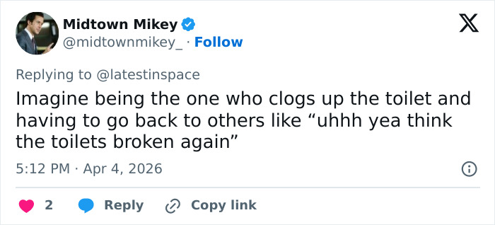 “Space Plumbing Strikes Again”: Artemis II Toilet Failure Sparks Hilarious Memes “Space Plumbing Strikes Again”: Artemis II Toilet Failure Sparks Hilarious Memes