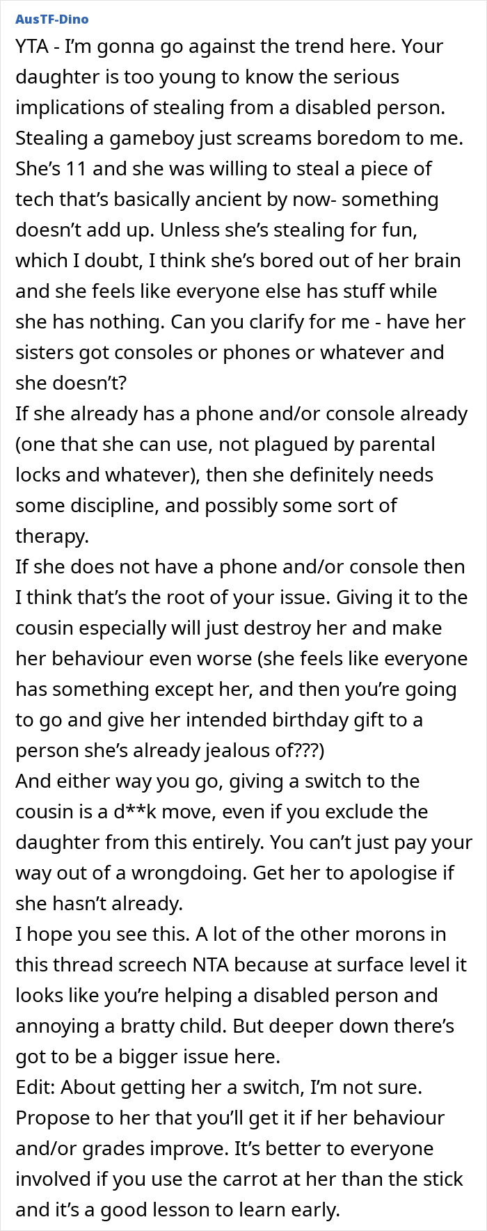 “Entitled” 10YO Steals Cousin’s Game Boy, Mom Decides To Teach Her A Painful Life Lesson “Entitled” 10YO Steals Cousin’s Game Boy, Mom Decides To Teach Her A Painful Life Lesson