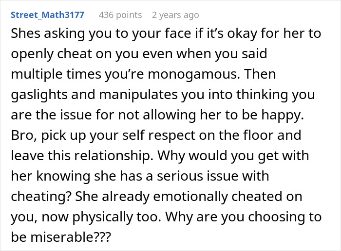 Guy Feels Pressured And Betrayed After GF Accuses Him Of Being Selfish For Closing Open Relationship Guy Feels Pressured And Betrayed After GF Accuses Him Of Being Selfish For Closing Open Relationship