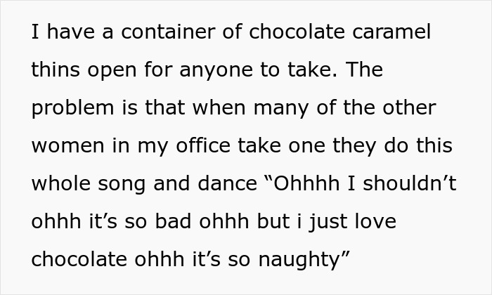 Lady Asks Coworker To Stop The “Ohhh I’m So Bad” Candy Routine, Whole Office Has Opinions About It