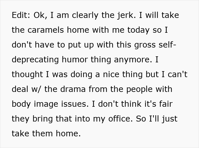 Lady Asks Coworker To Stop The “Ohhh I’m So Bad” Candy Routine, Whole Office Has Opinions About It