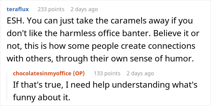 Lady Asks Coworker To Stop The “Ohhh I’m So Bad” Candy Routine, Whole Office Has Opinions About It