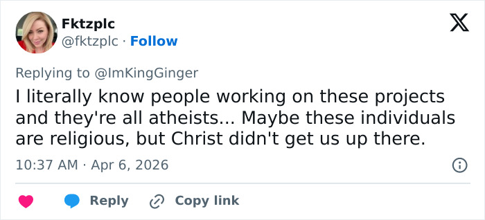 Man Claims Space Travel Is “Distinctly Christian” After Artemis II Broadcast&mdash;The Comments Did Not Disappoint