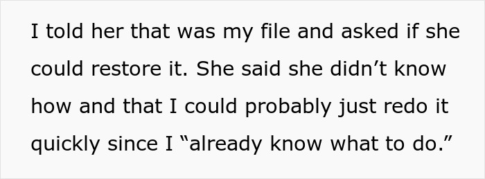 “She’s Sabotaging You”: Woman Deletes Colleague’s Project, Asks For A “Redo” Without Apology “She’s Sabotaging You”: Woman Deletes Colleague’s Project, Asks For A “Redo” Without Apology