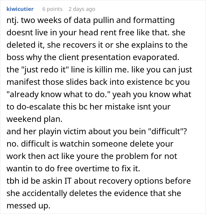 “She’s Sabotaging You”: Woman Deletes Colleague’s Project, Asks For A “Redo” Without Apology “She’s Sabotaging You”: Woman Deletes Colleague’s Project, Asks For A “Redo” Without Apology