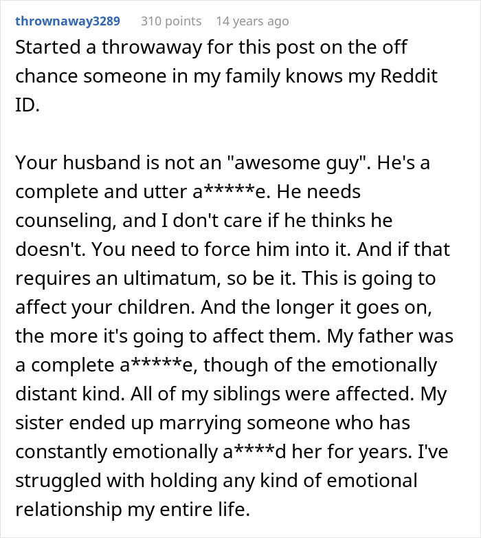 Mom Shares Her Husband Is Awesome To Her, But A Complete Jerk To Their Kids