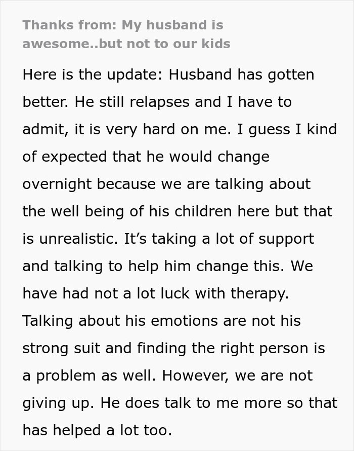 Mom Shares Her Husband Is Awesome To Her, But A Complete Jerk To Their Kids