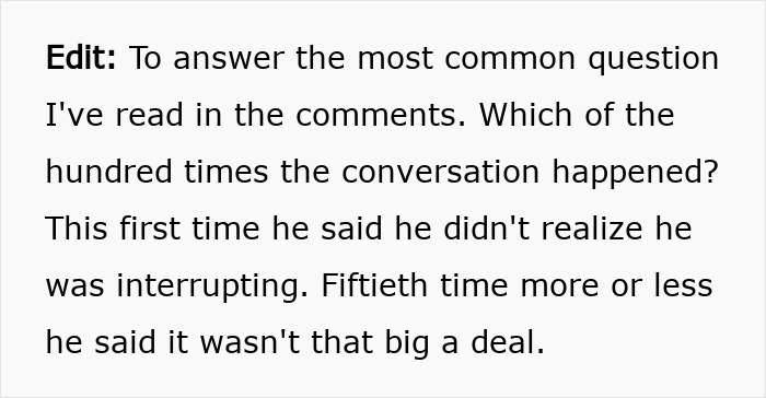 Man Upset Spouse Stopped Telling His Parents About Their Vacation Because He Interrupted Them