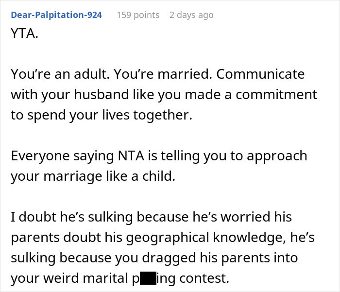 Man Upset Spouse Stopped Telling His Parents About Their Vacation Because He Interrupted Them