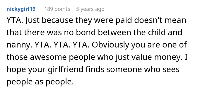 BF Dumped After Laughing At GF Who Was Raised By Nannies, Saying They Were In It For Fat Paycheck