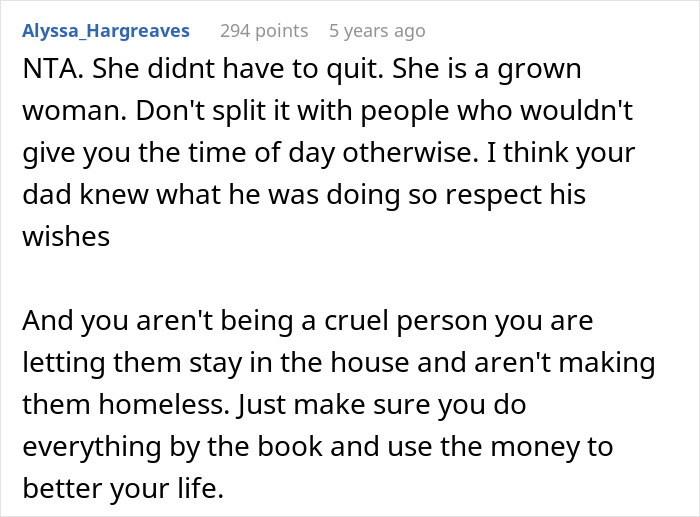 Estranged Dad Leaves Everything To Daughter, Moocher Stepmom Demands She Share Inheritance “Equally”