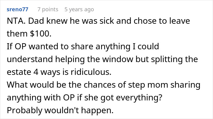 Estranged Dad Leaves Everything To Daughter, Moocher Stepmom Demands She Share Inheritance “Equally”