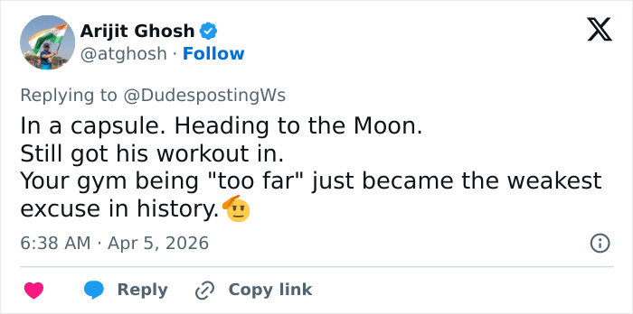 “Thirst Traps From Space”: Astronaut’s Ripped Physique During Moon Mission Sparks Frenzy