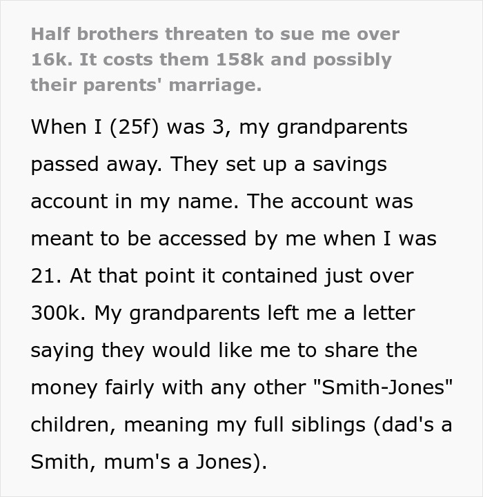 Brothers Threaten Half-Sister With A Lawsuit, $158K They Were Promised Get Withdrawn And Dad&rsquo;s Affair Exposed