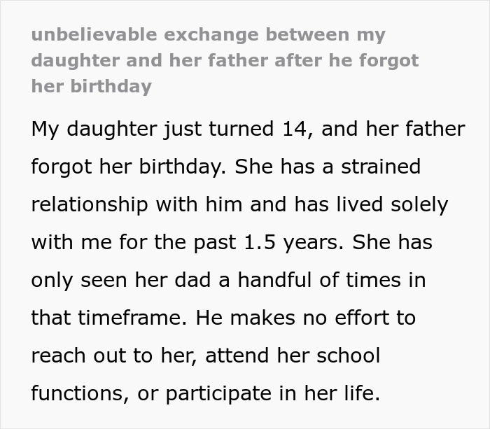 Teen Confronts Dad After He Forgot Her B-Day, His Response Makes Her Not Want To Talk To Him Ever Again