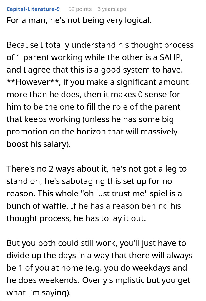 Man Calls Wife Selfish For Refusing To Become A SAHM While Cheating On Her The Entire Time