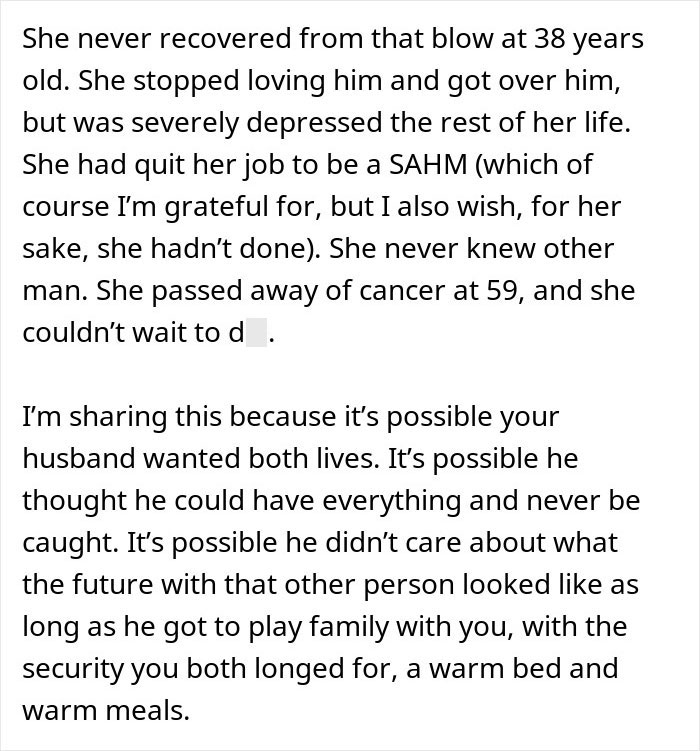 Man Calls Wife Selfish For Refusing To Become A SAHM While Cheating On Her The Entire Time
