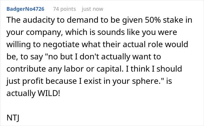 Greedy Partner Wants A 50/50 Stake In A Company They Didn&rsquo;t Build, Ends Up With 0% And A Breakup