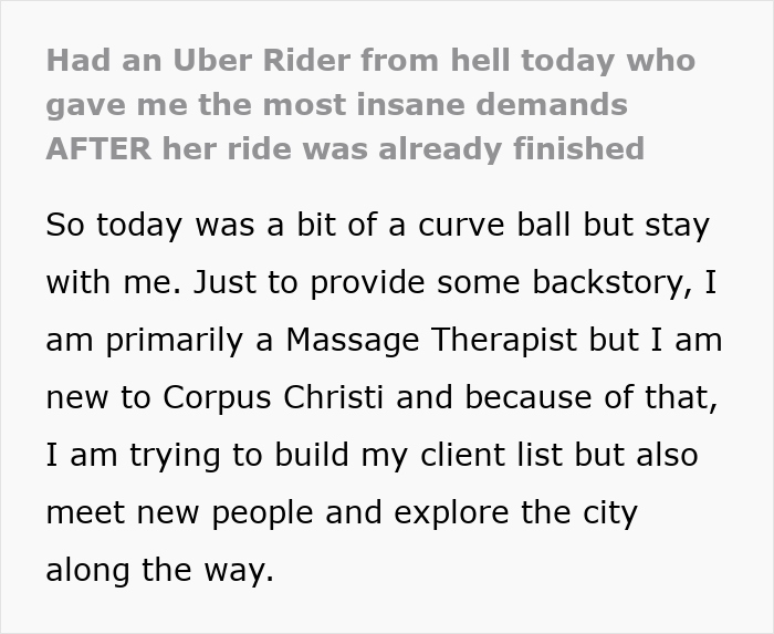 Lady Thinks $5 Tip To Uber Driver Gets Her 50% Off His Massage Services, Gets Mad When He Refuses