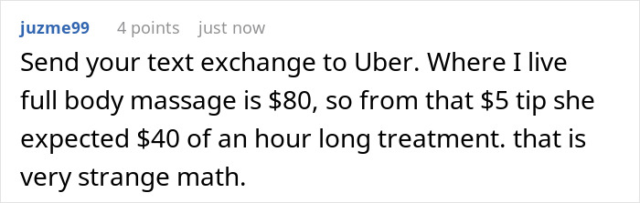 Lady Thinks $5 Tip To Uber Driver Gets Her 50% Off His Massage Services, Gets Mad When He Refuses