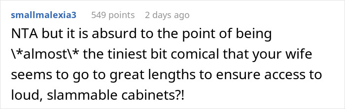 Man Sick Of Hearing Cabinets Slam For 5 Years, Wife Livid When He Superglues Rubber On Them