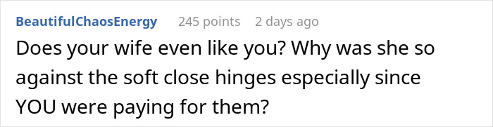 Man Sick Of Hearing Cabinets Slam For 5 Years, Wife Livid When He Superglues Rubber On Them
