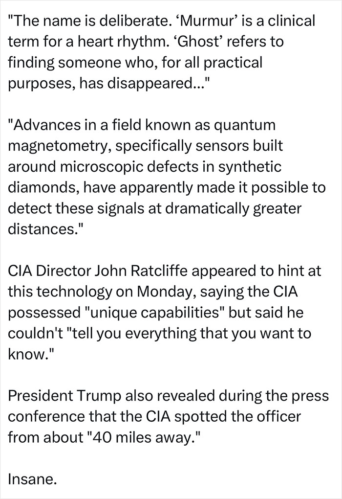 CIA Deploys “Ghost Murmur” AI Tech That Detects Heartbeats To Locate Missing U.S. Pilot In Iran CIA Deploys “Ghost Murmur” AI Tech That Detects Heartbeats To Locate Missing U.S. Pilot In Iran