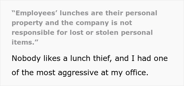 HR Refuses To Get Involved With Lunch Thief Issue Until Man Cleverly Uses HR Person’s Food As Bait