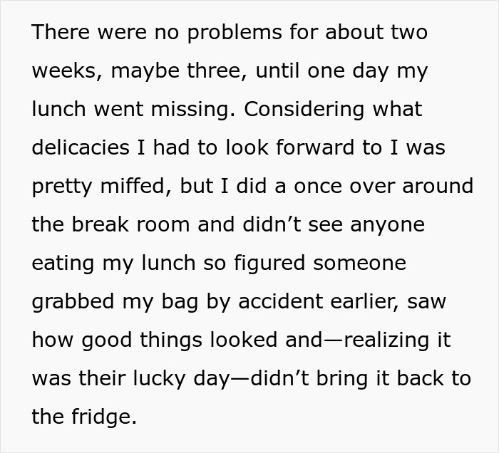 HR Refuses To Get Involved With Lunch Thief Issue Until Man Cleverly Uses HR Person’s Food As Bait