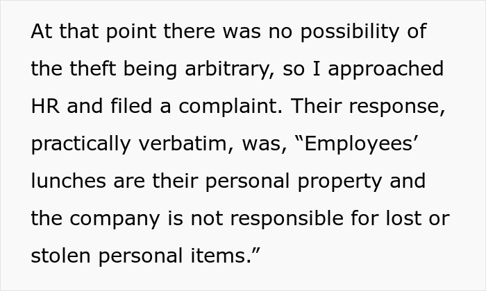 HR Refuses To Get Involved With Lunch Thief Issue Until Man Cleverly Uses HR Person’s Food As Bait