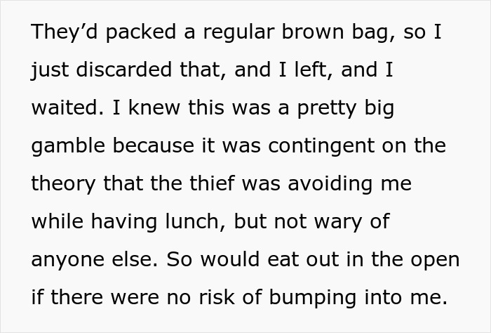 HR Refuses To Get Involved With Lunch Thief Issue Until Man Cleverly Uses HR Person’s Food As Bait