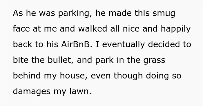 Woman’s Parking Spot Gets Nicked By Entitled Guests, She Traps Their Car And Enjoys The Show