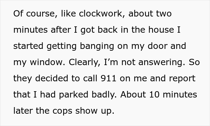 Woman’s Parking Spot Gets Nicked By Entitled Guests, She Traps Their Car And Enjoys The Show