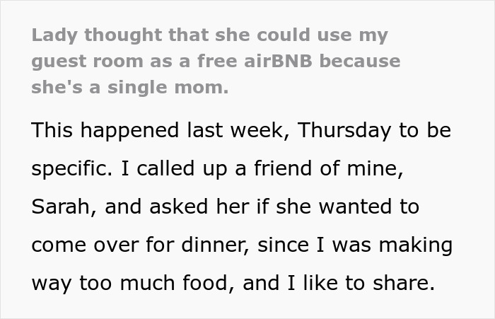 Single Mom Tries To Take Over Stranger’s Guest Room Because They’re “Rich And Have A Lot Of Space”